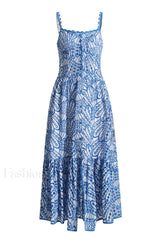Irene Printed Stylish Maxi Dress S / Blue