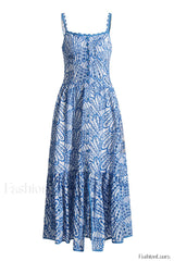 Irene Printed Stylish Maxi Dress S / Blue