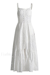 Irene Printed Stylish Maxi Dress S / White
