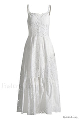 Irene Printed Stylish Maxi Dress S / White