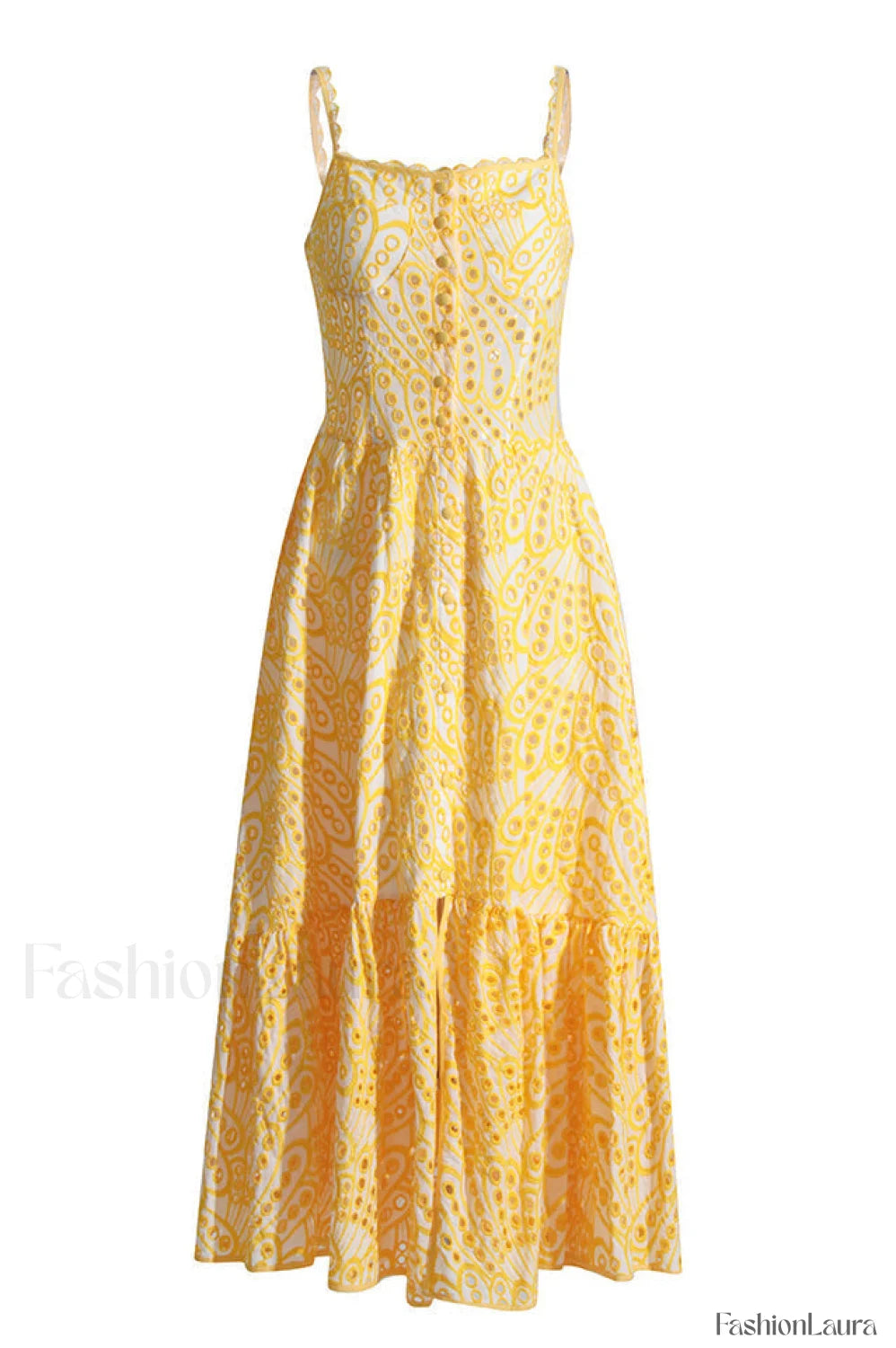 Irene Printed Stylish Maxi Dress S / Yellow