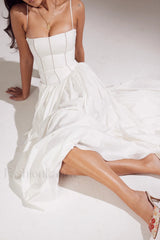 Isabella White Stylish Cotton Sundress