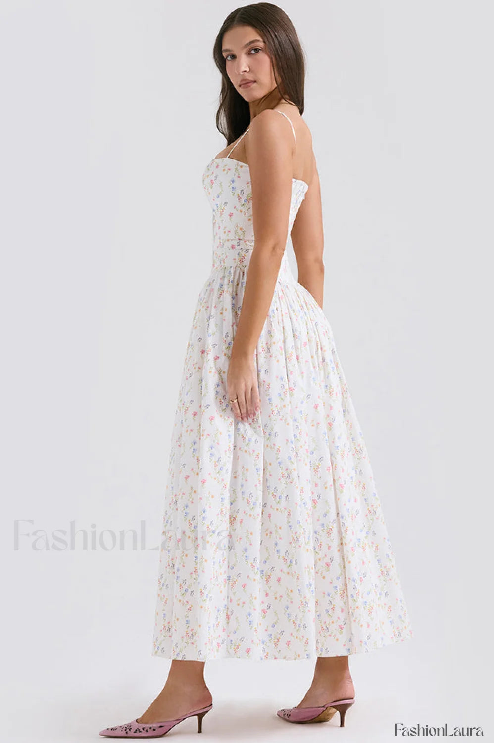 Isabella White Stylish Cotton Sundress