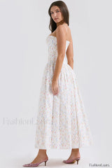 Isabella White Stylish Cotton Sundress