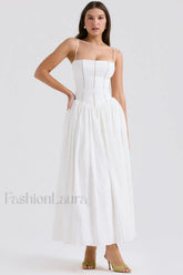 Isabella White Stylish Cotton Sundress XS / White