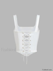 Ivory Glow Tied Trendy Crop Corset Top Tank Tops & Camis