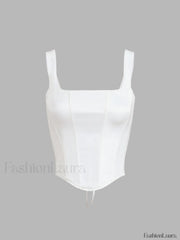 Ivory Glow Tied Trendy Crop Corset Top Tank Tops & Camis