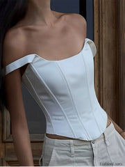 Ivory Glow Tied Trendy Crop Corset Top White / XS Tank Tops & Camis
