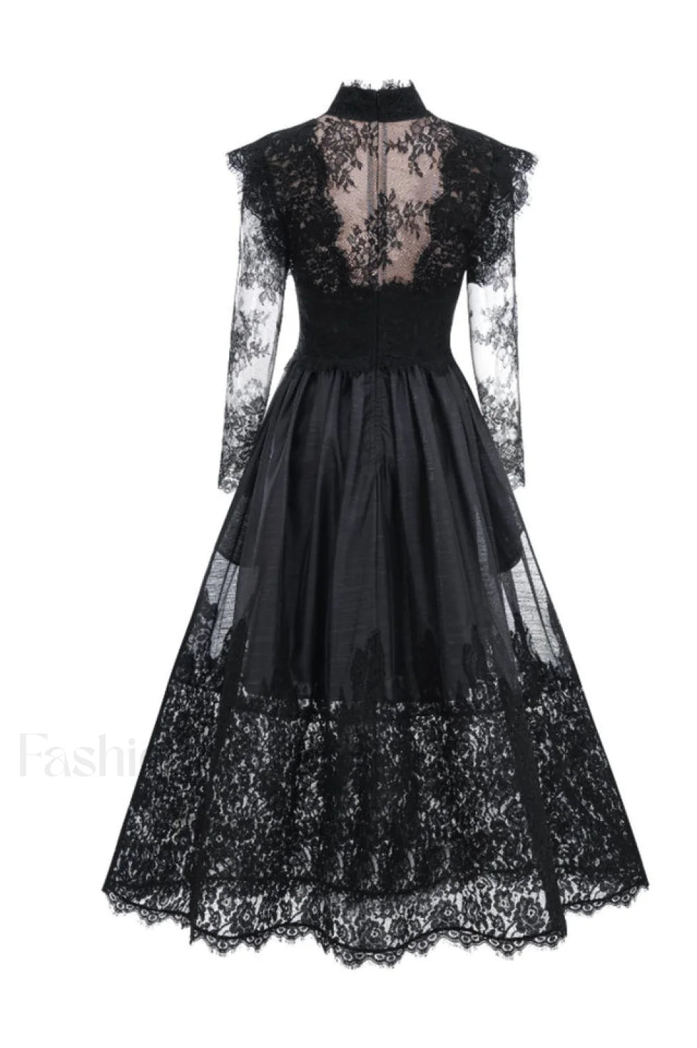 Jamie Black Floral Charming Lace Stitching Dress