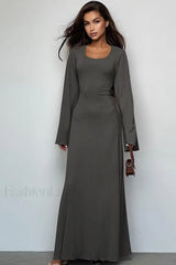 Jaye Long Stylish Sleeve Maxi Dress S / Dark Gray