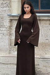 Jaye Long Stylish Sleeve Maxi Dress S / Chocolate
