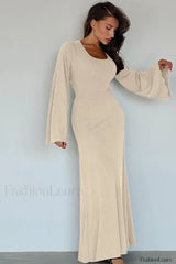 Jaye Long Stylish Sleeve Maxi Dress S / Cream