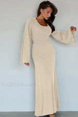 Jaye Long Stylish Sleeve Maxi Dress S / Cream