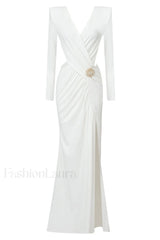 Jersey Elegant Long Dress S / White