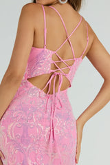 Jessa Lace Up Stylish Mermaid Sequin Dress