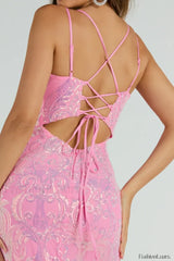 Jessa Lace Up Stylish Mermaid Sequin Dress