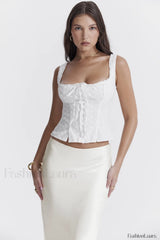Juana White Stylish Broderie Anglaise Top
