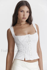 Juana White Stylish Broderie Anglaise Top S / White