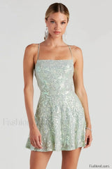 Julianna Sleeveless Stylish Sequin Party Dress XS / Sage