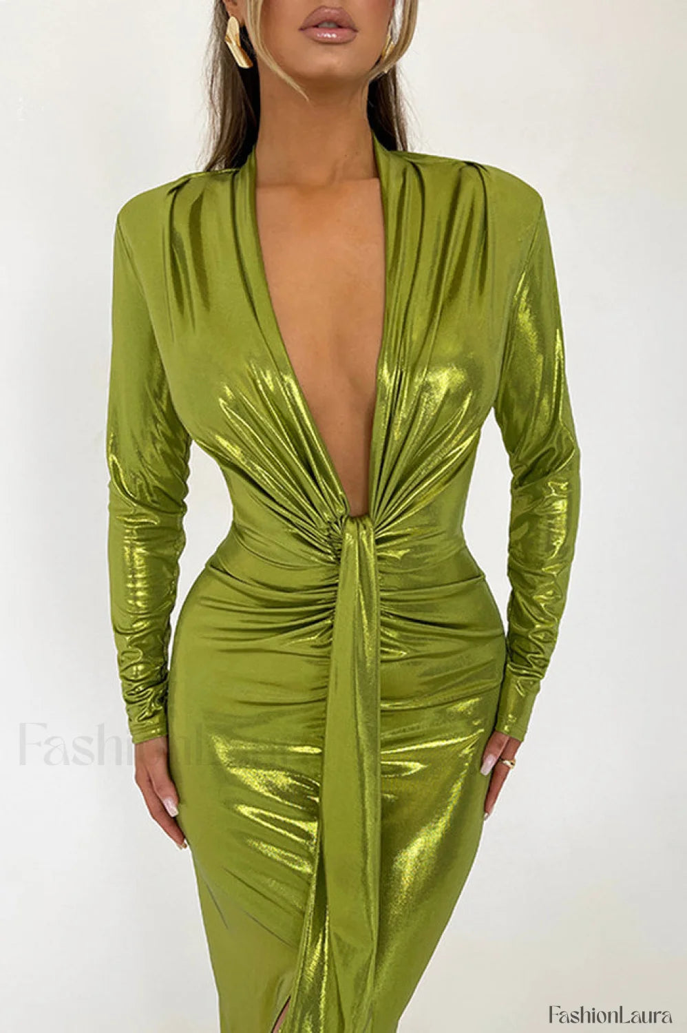 Juliette Metallic Stylish Tie Front Dress