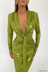 Juliette Metallic Stylish Tie Front Dress