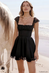 Kaia Black Stylish A Line Mini Dress