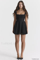 Kaia Black Stylish A Line Mini Dress