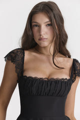 Kaia Black Stylish A Line Mini Dress