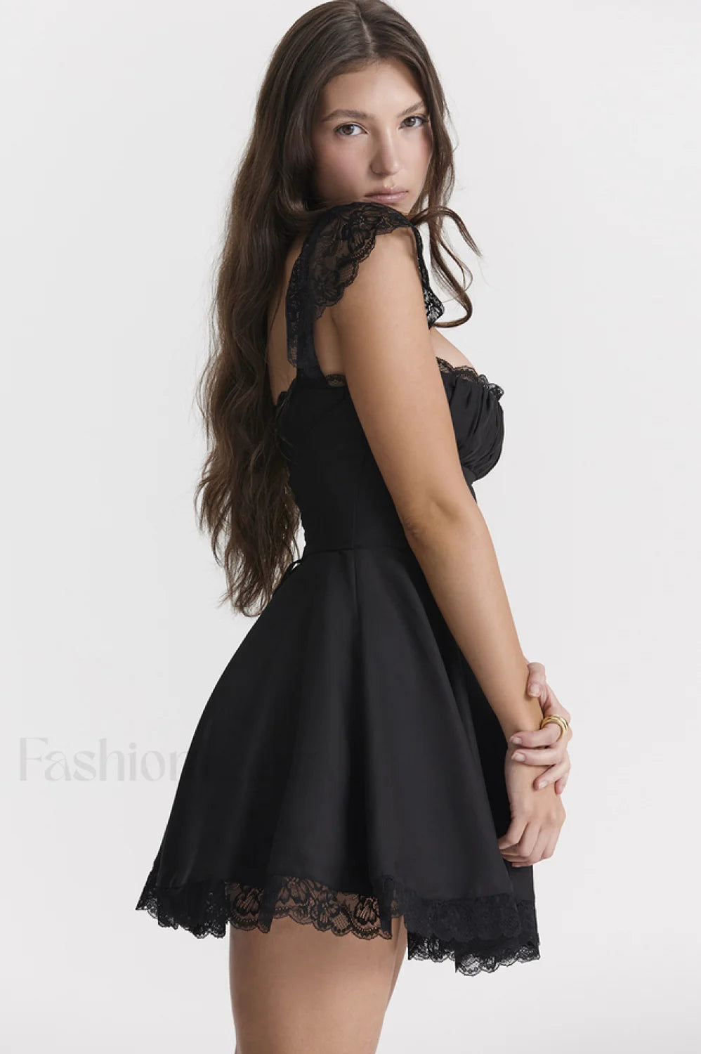 Kaia Black Stylish A Line Mini Dress
