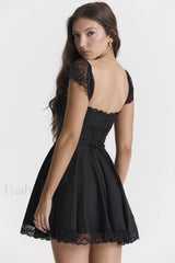 Kaia Black Stylish A Line Mini Dress