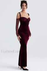 Kaia Evening Stylish Velvet Maxi Dress
