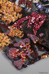 Kamames Strapless Floral Charming Sequined Maxi Dress