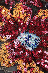 Kamames Strapless Floral Charming Sequined Maxi Dress