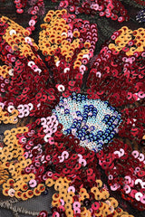 Kamames Strapless Floral Charming Sequined Maxi Dress