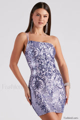 Karla Sequin Iridescent Charming Bodycon Party Dress XS / Lavender