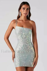 Karla Sequin Iridescent Charming Bodycon Party Dress XS / Mint