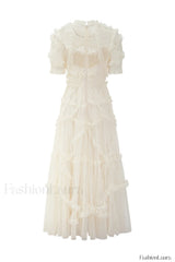 Kinley Ruched Ruffle Charming Hem Maxi Dress