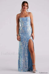 Kinsley Formal Stylish Sequin Mermaid Dress S / Blue