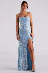 Kinsley Formal Stylish Sequin Mermaid Dress S / Blue