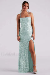 Kinsley Formal Stylish Sequin Mermaid Dress S / Mint