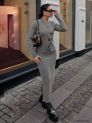 Knit Asymmetric Graceful Button Cardigan Sweaters L