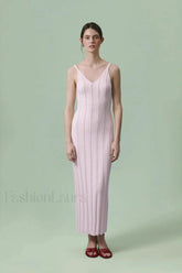 Knitted V Neck Sleeveless Halter Maxi Dress