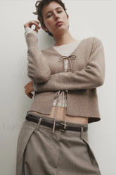 Knot Design Wool Blend Cardigan