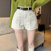 Korean Chic Pocket Office Lady Corduroy Shorts WHITE / S