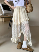 Lace Goth Asymmetrical Ruched Skirt