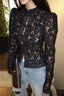 Lace Hollow See Through Cardigan Black / S