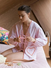 Lace Pajama Long Sleeve Shorts Two Piece Set