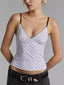 Lace Plaid Corset Crop Top PURPLE / S