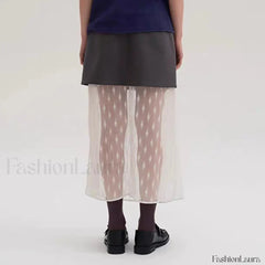 Lace Spliced Pleated Zipper Skirt