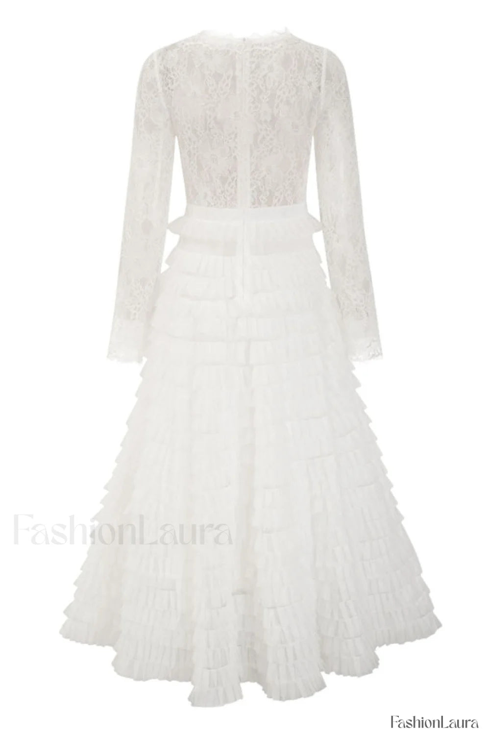 Lace Tiered Ruffle Charming Tulle Maxi Dress